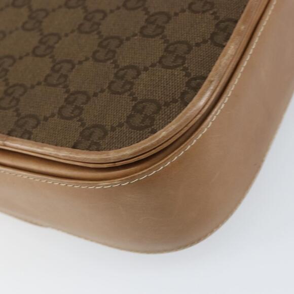 GUCCI GG Canvas Hand Bag Brown gold Auth 151270